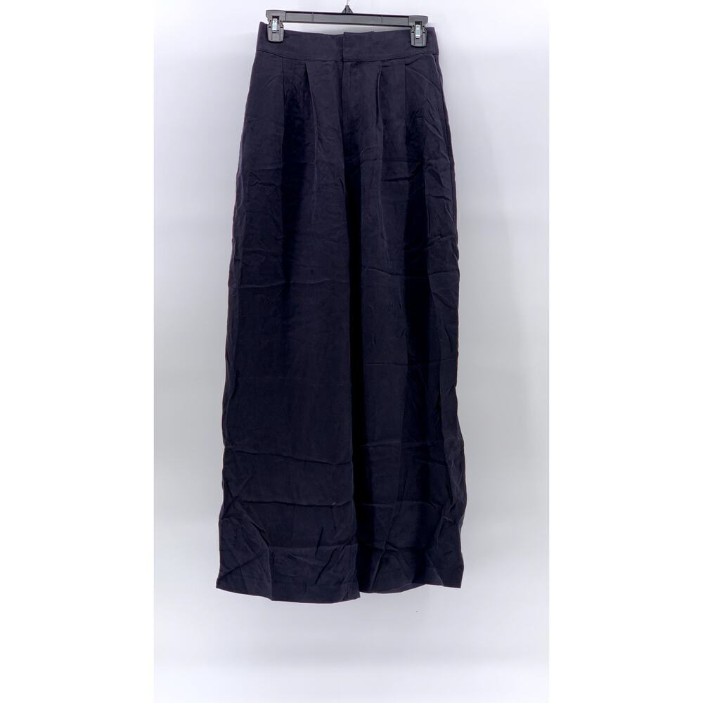 TED BAKER LONDON Women's Navy Pleated Wide-Leg High-Rise Pant SZ 1/US4